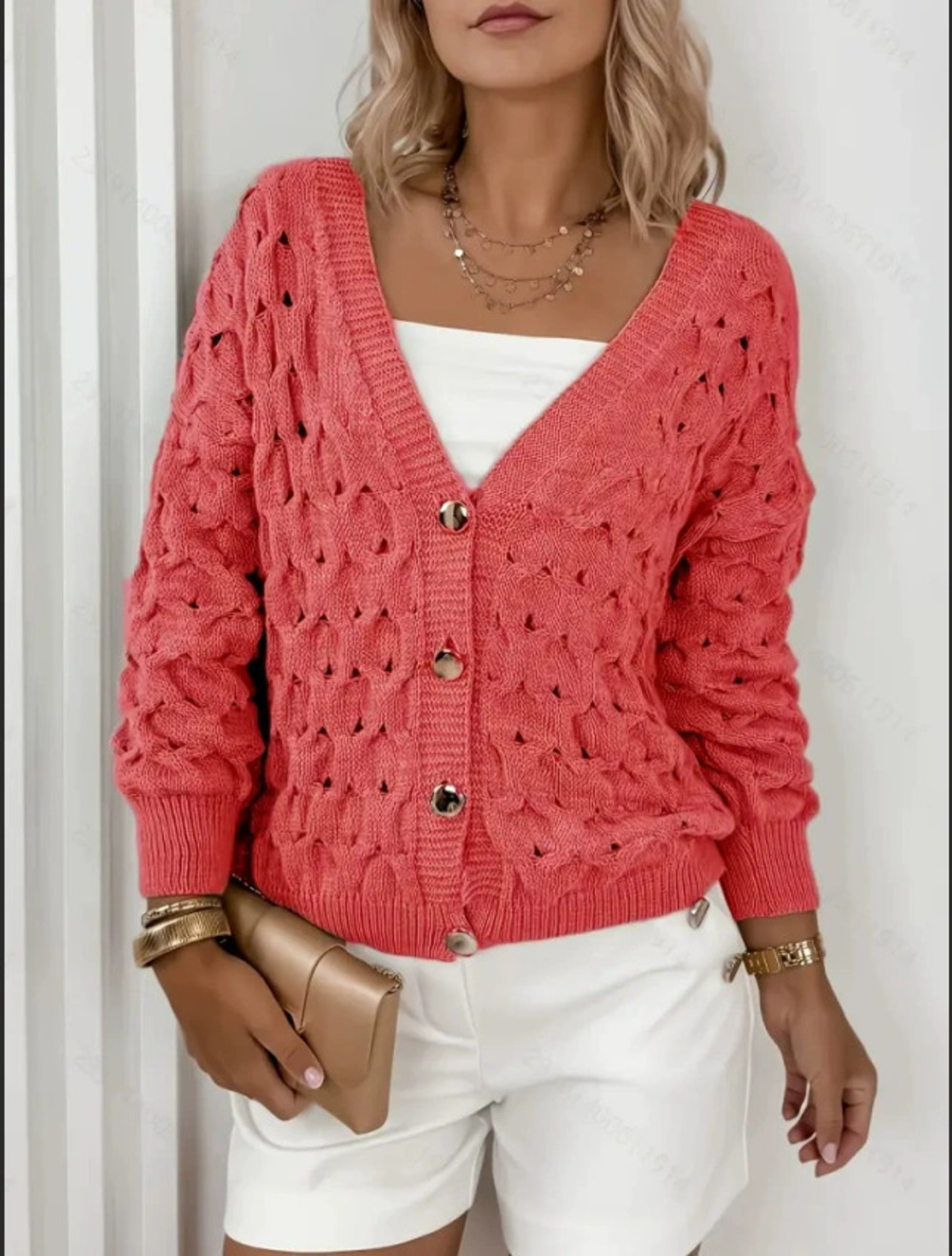 ZARA Relaxed Fall Long Sleeve Cropped Openwork Knit Cardigan